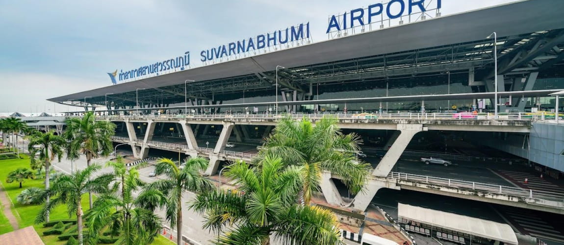 Suvarnabhumi Airport terminal exterior, perfect for transfers and travel services.