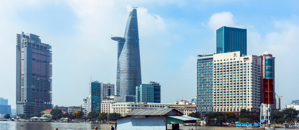 Ho Chi Minh City skyline featuring Bitexco Tower, great for luxury urban travel.