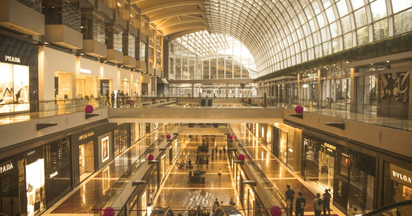 Top view of a luxury department store floor.