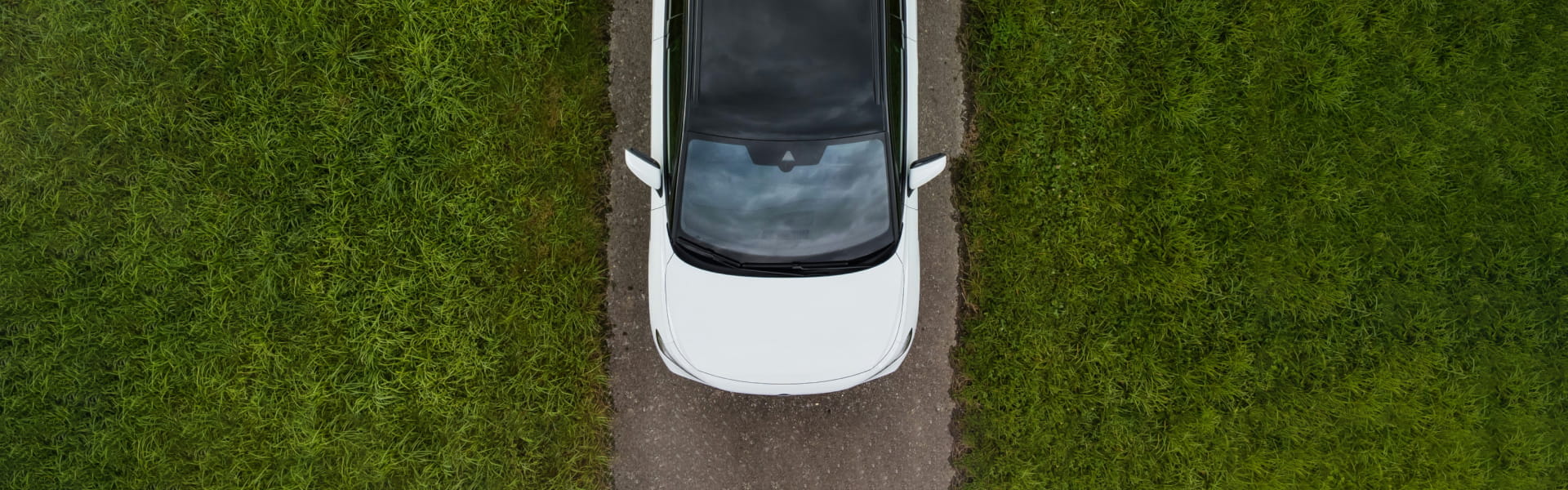 Top view of the front part of an electric car.